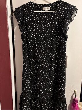 Harper Rose Black and White Polka Dot Ruffle Dress